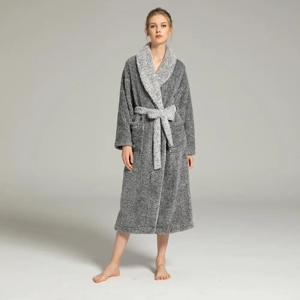 Men and Women Super Thick Winter Nightgown Extra Big Long Fluffy Bathrobe Loungewear Sleepwear