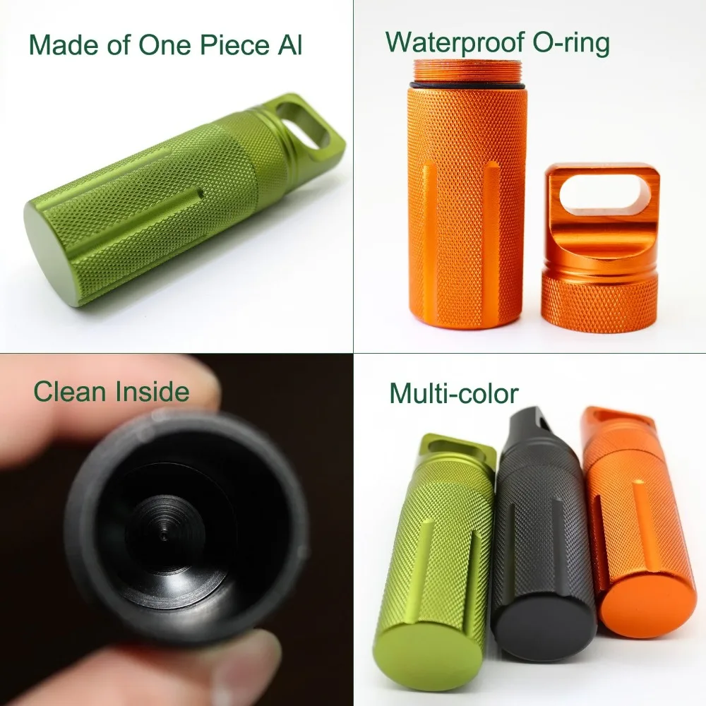 Outdoor CNC Waterproof Emergency First Aid Kits Safety Survival Pill Bottle Aluminium Camping EDC Tank Box for Cigarettes case (19)