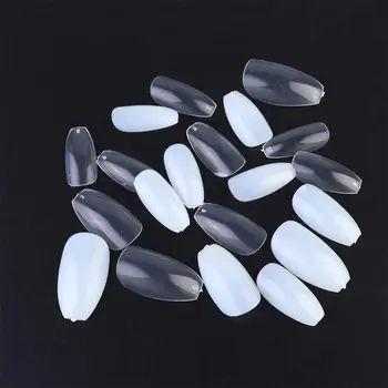 

1000Pcs False Nails Women Nail Tips Patch Solid Color Fake Nails Long Full Cover Nails (Natural, Transparent, Each 500pcs)