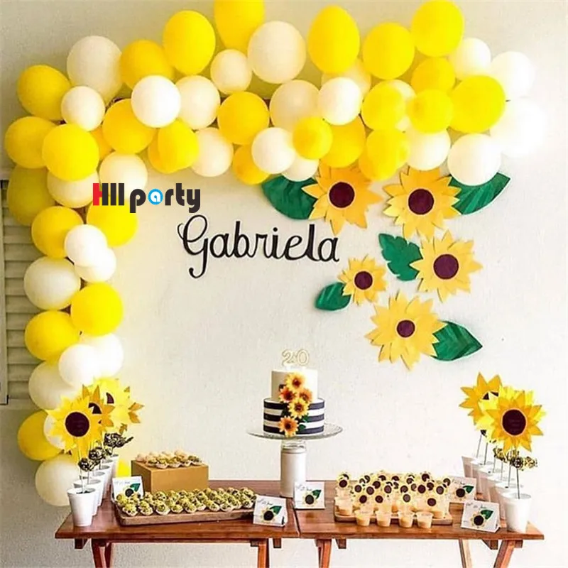 

81pcs Yellow White Matt Latex Ballon Garland Arch Kit Baby 1st Happy Birthday Party Decoration Supplies Baby Shower Girl Globos
