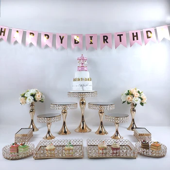 

good new wedding Cake Stand Set white Crystal Metal Cupcake decorations Dessert Pedestal Party Display Table Decorations