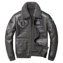 Фабричная мужская куртка для полета из овчины, куртка для пилота, повседневная куртка из овчины с шерстяной подкладкой, куртки для русской зимы