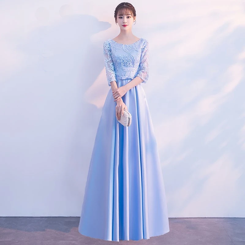 Женское свадебное платье с круглым вырезом, длина до пола, Cheongsam, роскошное, элегантное, для банкета, длинное, восточное, тонкое, для выпускного вечера, Vestido XS-3XL
