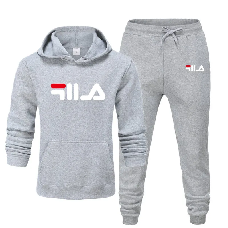 MensSportswear HoodiesSweatpants Jogging Suit Sportswear White Multicolor Printing Comfortable Fashion Large Size Clothes - Цвет: Gray