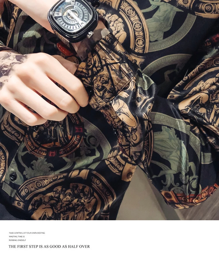 Мужские рубашки с принтом Иисуса, повседневные облегающие рубашки Camisa Masculina, дизайнерские уличные рубашки, Мужская одежда, мужская одежда, Chemise Homme