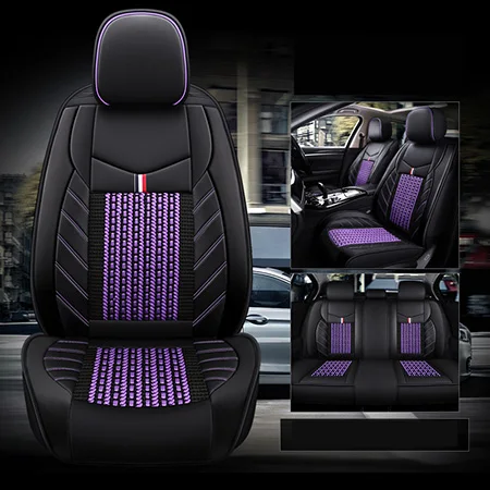 Purple Standard Передние+ задние) автомобильные чехлы из искусственной кожи для mitsubishi pajero 4 2 sport outlander xl asx аксессуары lancer 9 10 чехлы для сидений - Название цвета: Purple Standard
