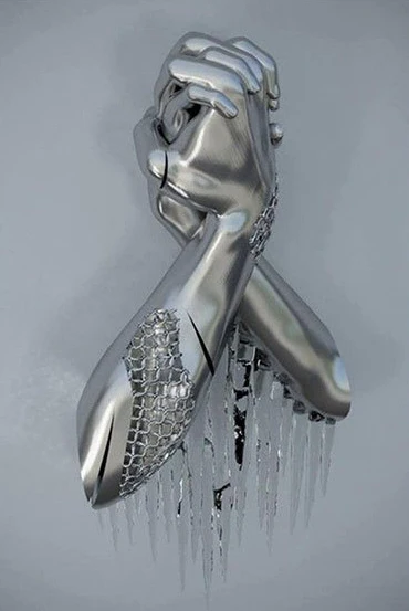 Kissing Metal Figure statue Canvas Painting Pop Abstract Wall Art Modern Posters and Prints For Living room Internal Home Decor PF 6906