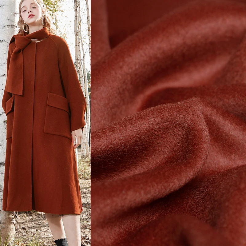Перламутровое шелковое красное коричневое плотное Двухстороннее покрытие ткани шерстяное зимнее женское пальто швейная ткань