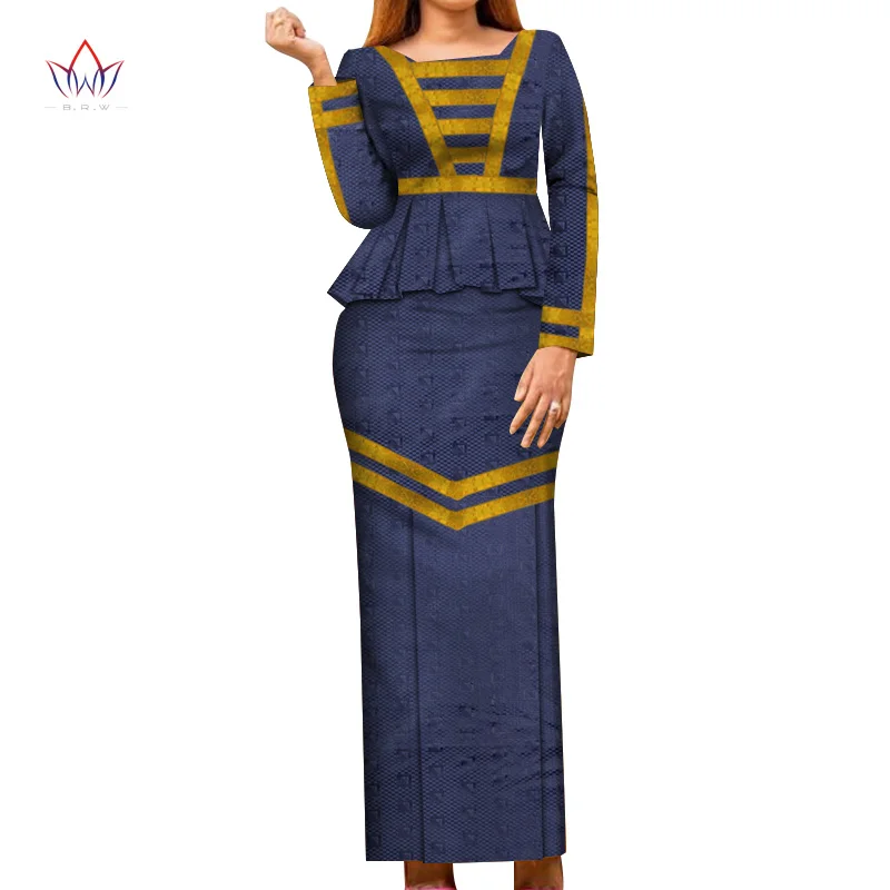 African Jacquard Women Clothing Bazin Rich Top and Skirt Sets Plus Size 7XL African Clothing 2 Pieces Skirt Set  WY7982 african wear