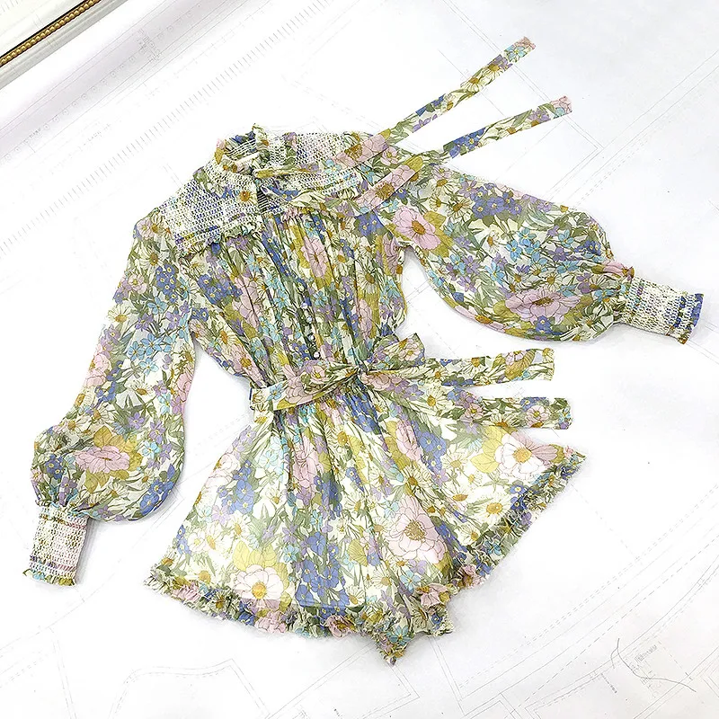 

Top Quality Runway Playsuits 2020 Spring Summer New Holiday Style America Fashion Natural Silk Overall