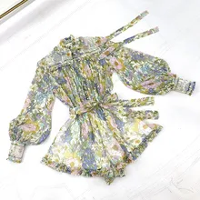 Top Quality Runway Playsuits 2020 Spring Summer New Holiday Style America Fashion Natural Silk Overall