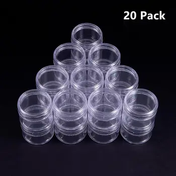 

16~20 Pack Clear Plastic Bead Storage Container jars with Round Screw-Top Lids