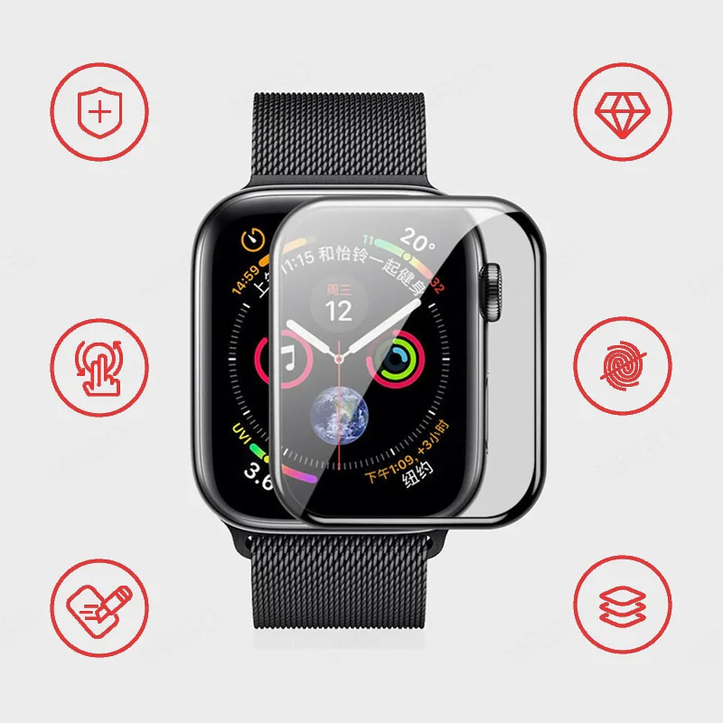 3D HD закаленное стекло для Apple Watch защита экрана серии 3 2 1 42 мм 38 мм стекло для Apple Watch стекло IWatch 5 4 44 мм 40 мм