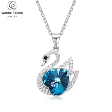 Warme Farben Кристалл из ожерелье сваровски для женщин серебро 925 пробы Кристал в форме лебедя изящное подвесное ожерелье ювелирные изделия колье ожерелье