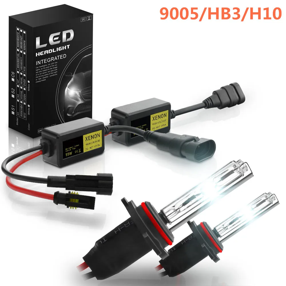 Upgrade 55W headlight Bulb 9-16V Car headlight Fog Lamp 6000K 8000K& Mini ballast H1 H3 H4 H7 H8 H9 H10 H11 9005 HB3 9006 HB4