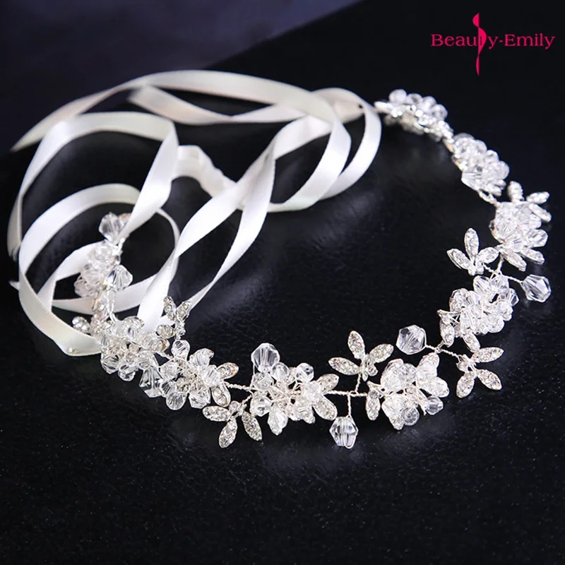 Hot White Handmade Crystal Headdress Bridal Accessories Wreath Bridal Headband Rhinestone Floral Princess Wedding Accessories