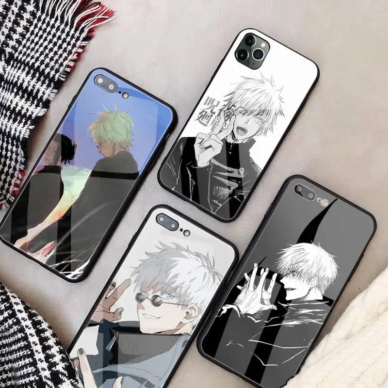 

Anime Jujutsu Kaisen Glass Phone Case Fundas Coque for IPhone 12 11 Pro Max Cases XR XS 7 8 Plus Cover Accessories Carcasa