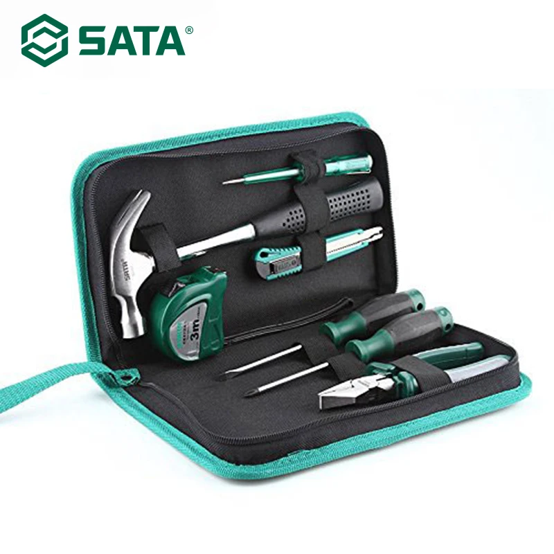 

SATA 7pcs tools set 3M steel tape Retractable utility knife screwdrivers circuit tester steel 6" steel angle hammer DY06015