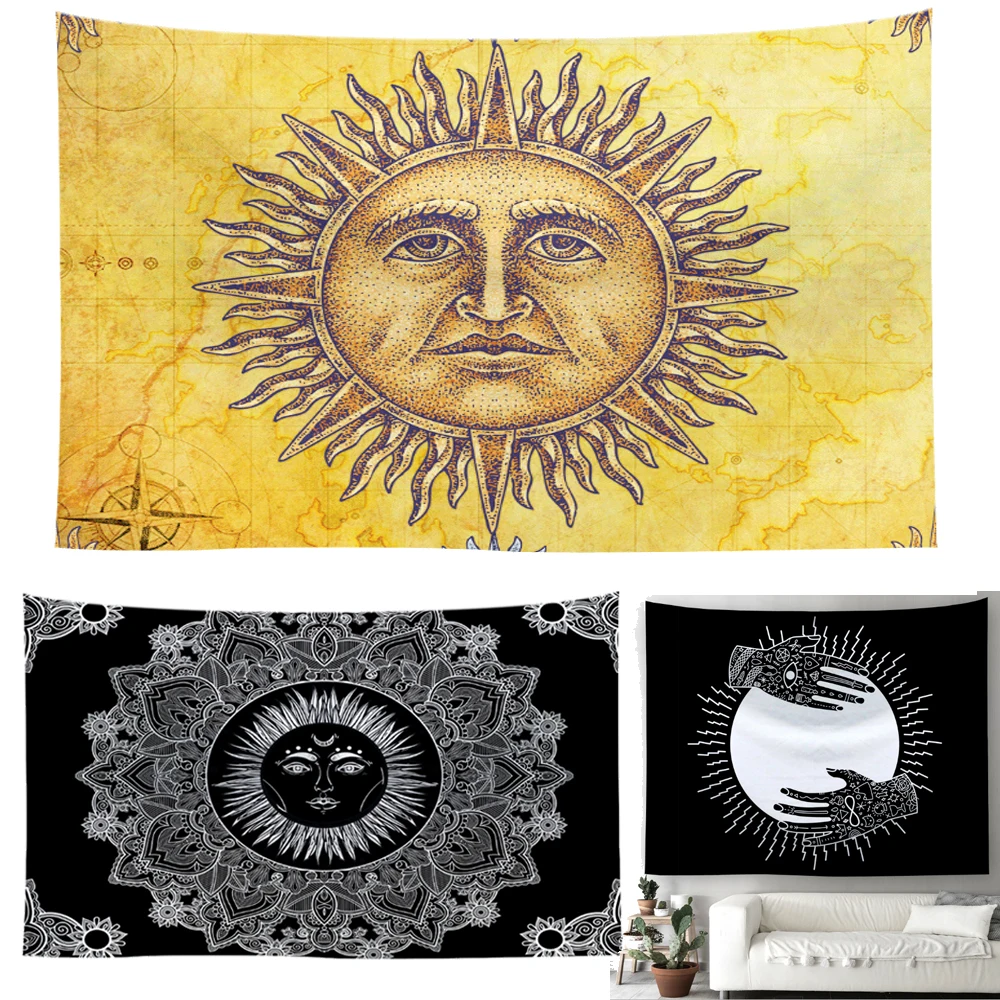 Гобелен солнце и луна лицо гобелен настенная Мандала одеяло пледы для дома и общежития Декор