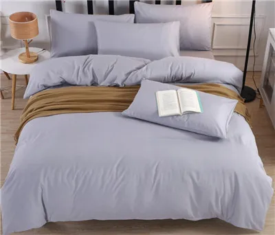 JDDTON Bedding Set New Classic Colorful 5 Size Solid Color Bed Linings Duvet Pillowcases Cover Bed Sheet Cover Set BE003 - Цвет: Solid Light Grey