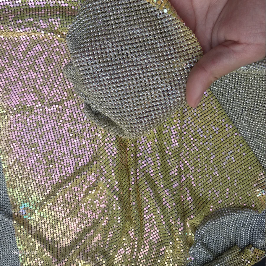 Blue Inridescent Metal Mesh Fabric 1