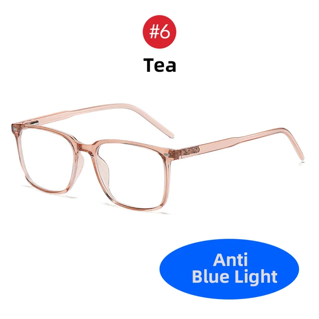 2022 Trending Blue Light Blocking Men's Glasses Gaming TR90 Matte Black Anti Ray Eyeglasses Women Transparent Fashion Eyewear 6 Tea