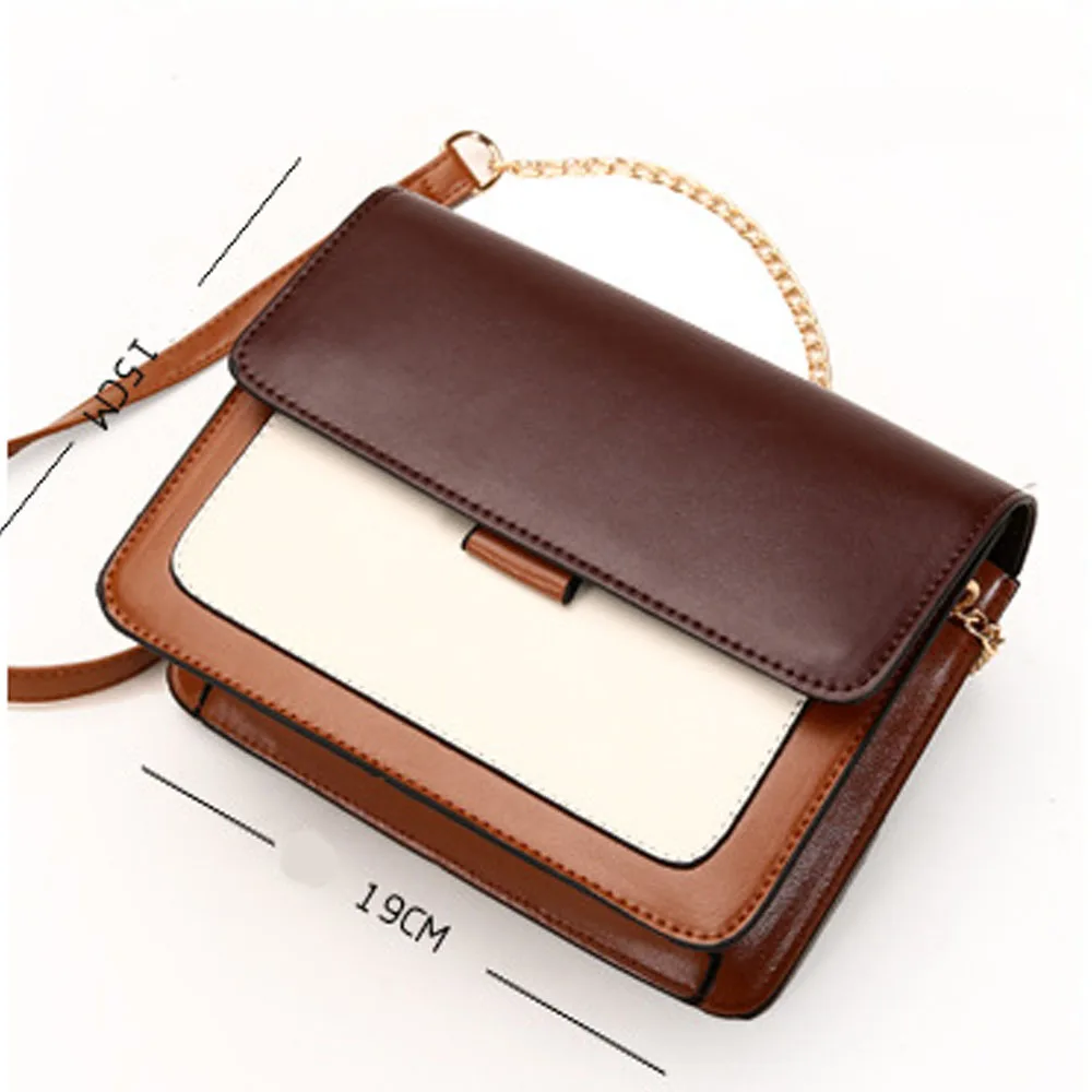 Fashion Quality Leather Patchwork Women Messenger Bag Female Chain Strap Shoulder Bag Small Criss-Cross Ladies' Flap Bag