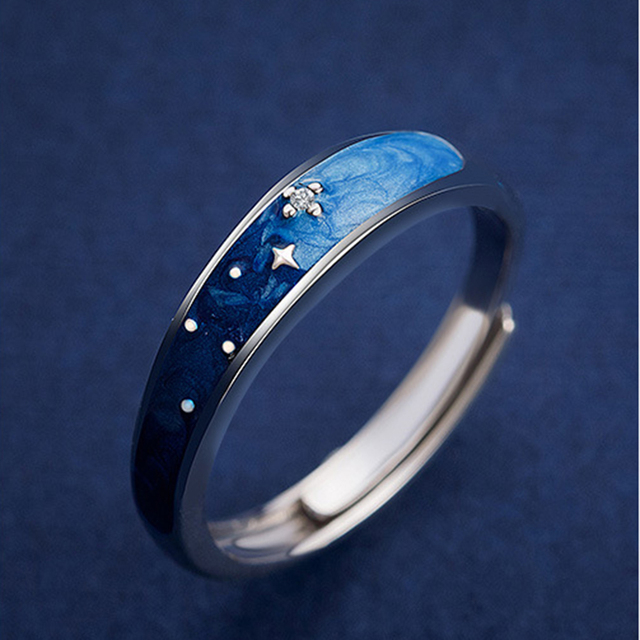 Couple Rings Starry Night Van Gogh Never Fade Couple Rings Sun Moon Women Man Lovers Romantic Promise Art Ring