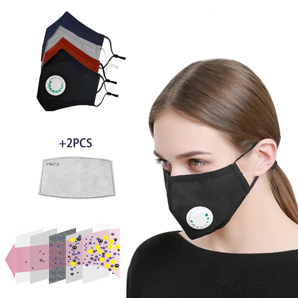 

Cotton Anti-Dust Masks Anti Pollution PM2.5 Masks with Breathing Valves Unisex corona virus Mouth Mask for Allergy/Asthma/Travel
