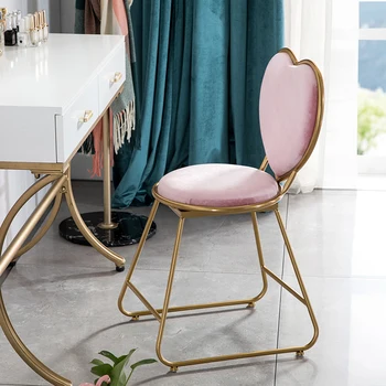 

Personality modern simple net red makeup dressing table stool nail bedroom ins Nordic girl backrest princess heart chairLX103011