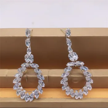 

European and American Super shiny high sense Earrings women's Glass Earrings