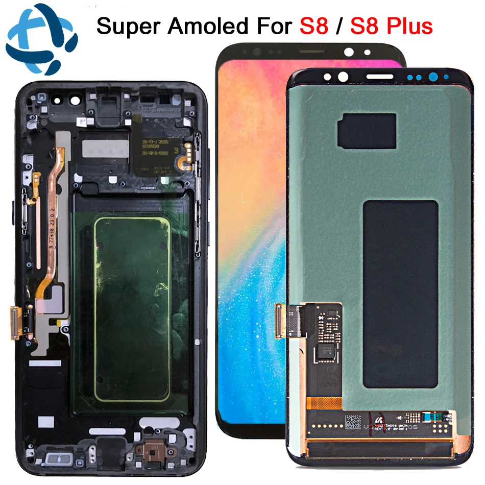 Скидка Amoled для samsung Galaxy S8 G950 G950F ЖК дисплей с рамкой Замена для samsung S8 Plus ЖК дисплей G955 сенсорный экран дигитайзер