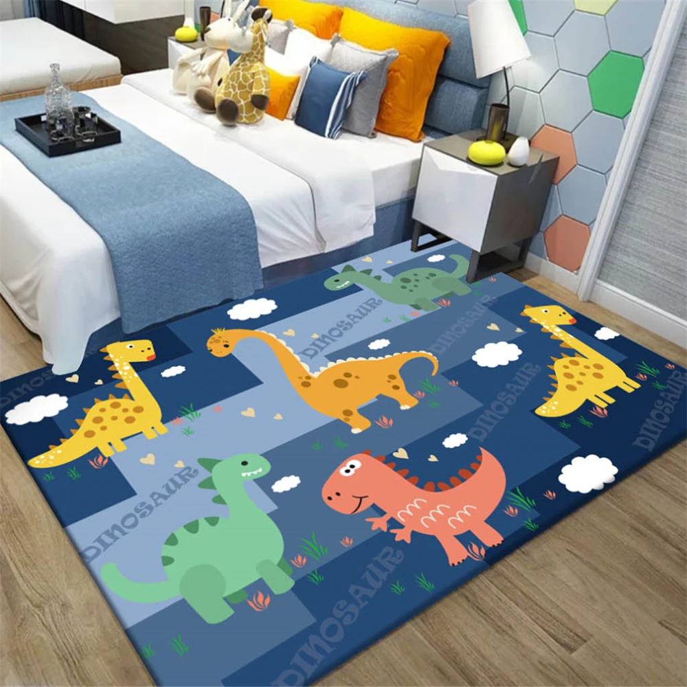 Cooper Girl Cute Dinosaurs Kids Area Rug Learning Carpet for Living Room Bedroom 5'3x4' 
