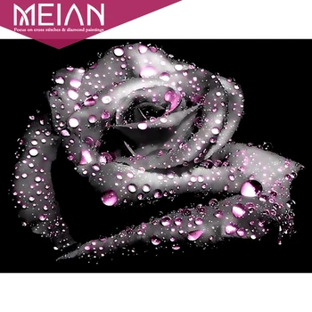 

2020 Meian Flower diamond painting for gift grey Rose diamond mosaic flower Cross Stitch Craft Resin Diamond Embroidery art deco