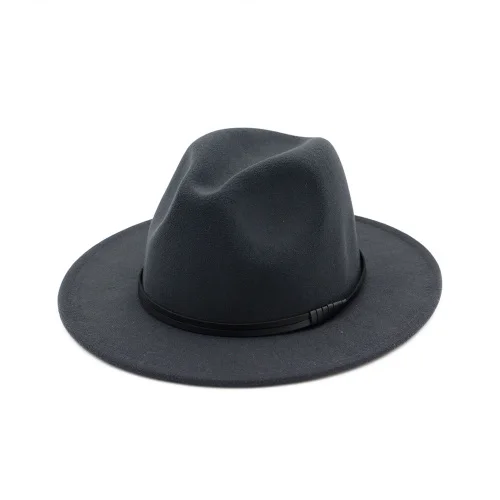 DarkGray H7569 осенне-зимние шерстяные фетровые федоры, шляпа, женская модная плоская шляпа, простой джаз шляпа, Женская церковная походная Повседневная Кепка для покупок - Color: DarkGray