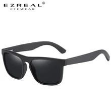 EZREAL Square Vintage gafas de sol montura negra bambú hombres mujeres gafas de sol de madera Retro polarizadas oculos marca