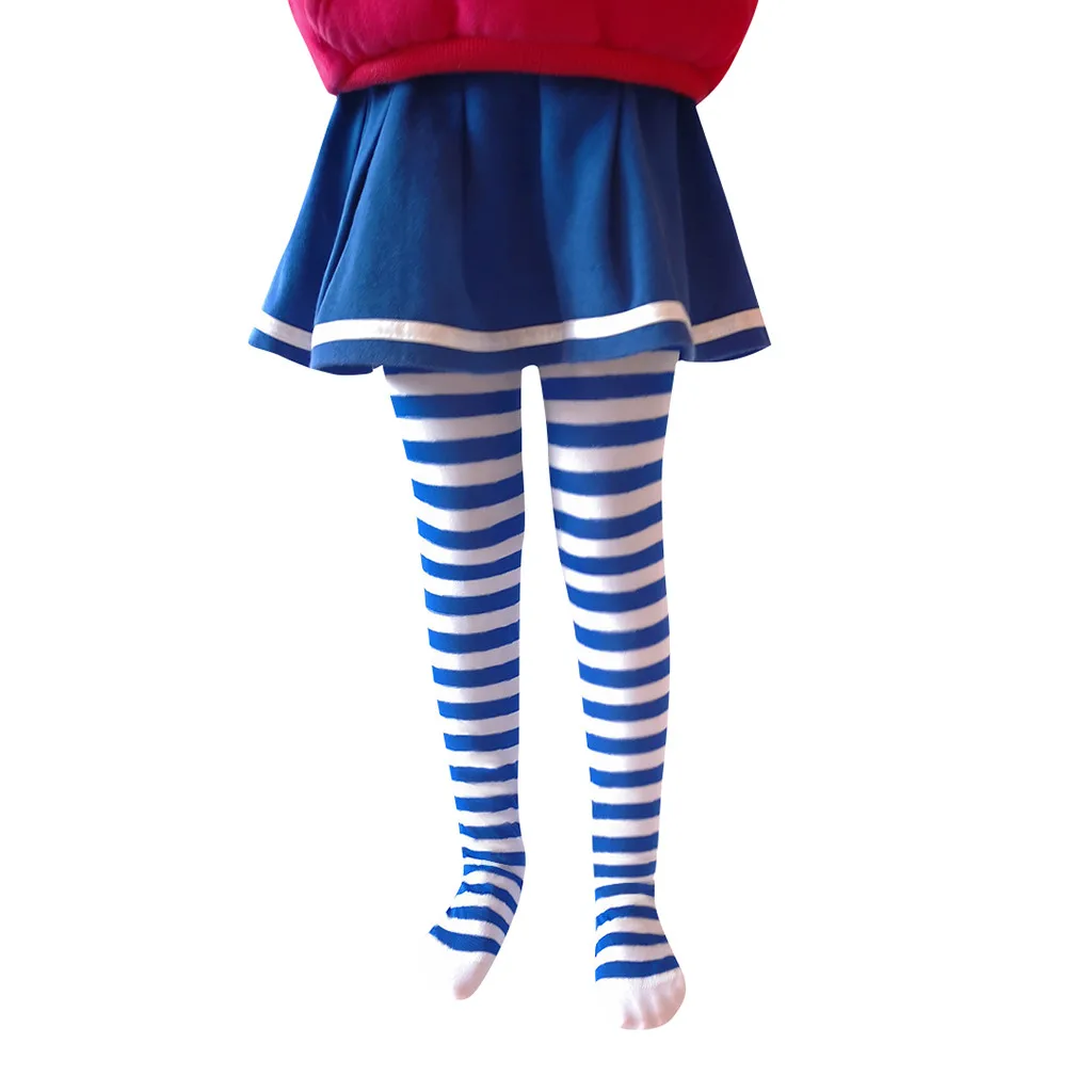 Blue 6-8 лет, для девочек, на Рождество, в полоску, с рисунком колготки японский Мультяшные колготки высокое для Для женщин девочек Косплэй - Цвет: Blue