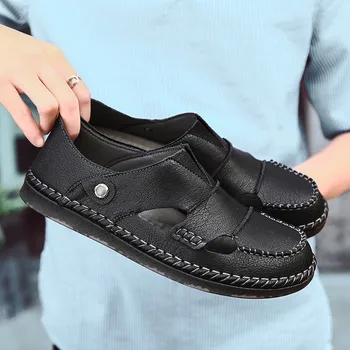 

New Summer Men Sandals 2020 Leisure Beach Men Casual Shoes High Quality Genuine Leather Sandals The Men's Sandals Big size 38-48