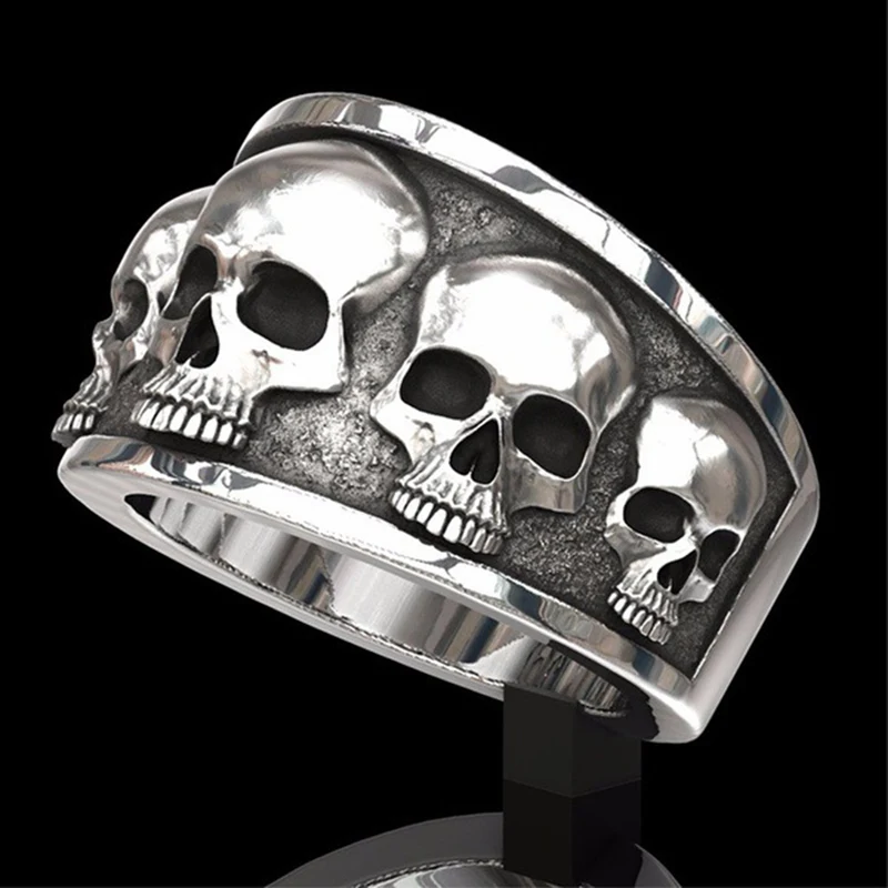 Alloy Punk Style Biker Skull Finger Ring Skeleton Men Women Couple Rings Party Jewelry Personalized Gifts Size 7-12,finger ring,jewelry accessories,couples rings,adjustable rings