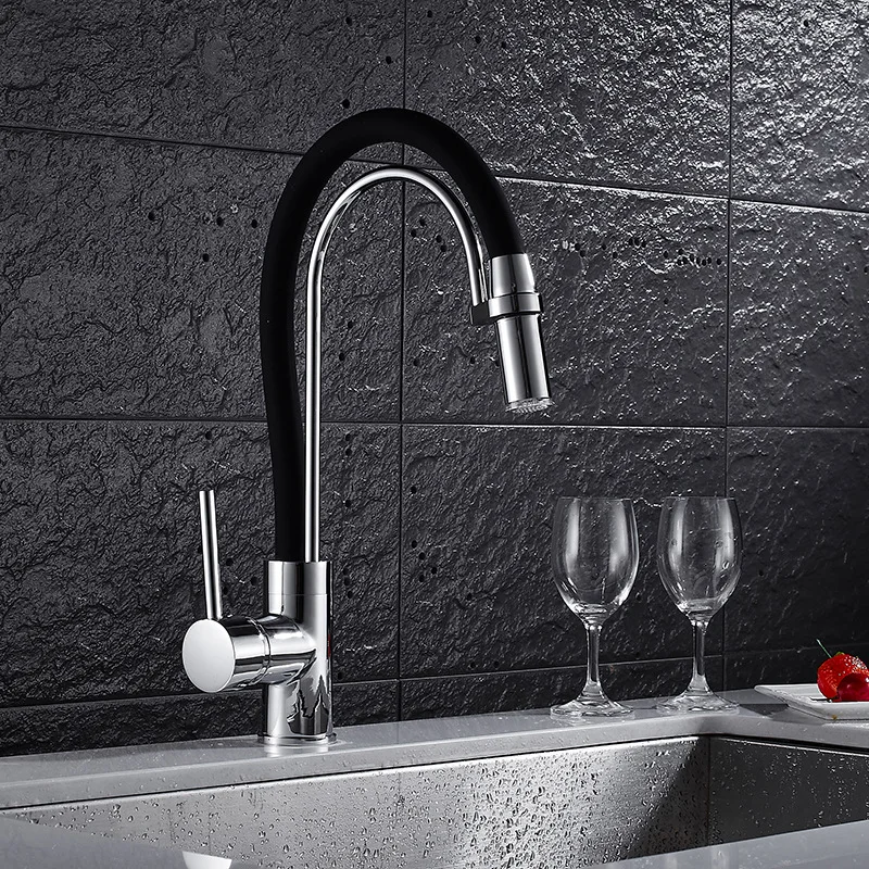 Brass Hot And Cold Water Basin Faucet Rotating LED Kitchen Sink Faucet Universal Faucet