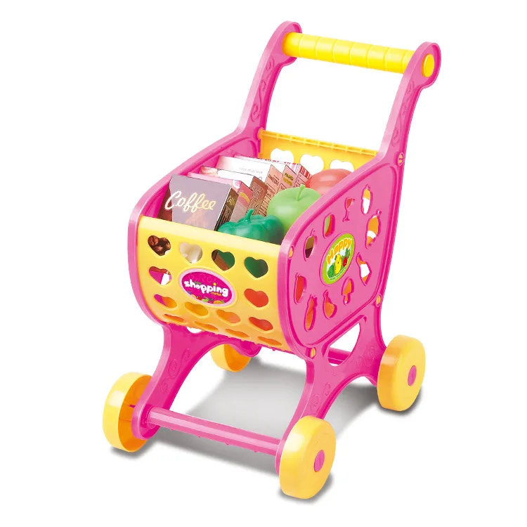 T1304 маленькая модель детский супермаркет на колесиках детский ручной толчок Ходунки игровой дом фрукты и овощи игрушка