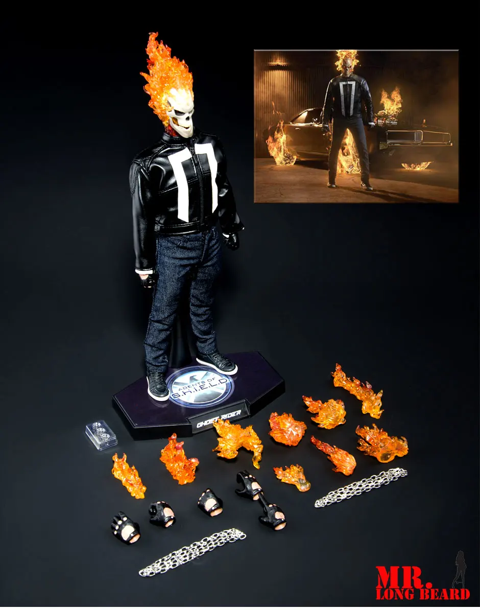 1/6 36 см агенты Marvel Щ. И. Т. Щит Ghost Rider ПВХ фигурка Коллекционная модель игрушки с светодиодный светильник