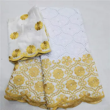 

white and gold lace fabric high quality swiss voile lace for men&women french lace fabric tissu dentelle high quality 7yard