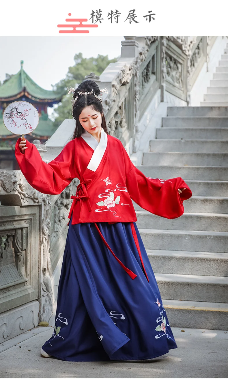 Женский Hanfu Традиционный китайский древний народный танцевальный костюм праздничный наряд Мин Цин вышивка принцесса фея платье набор DL4993