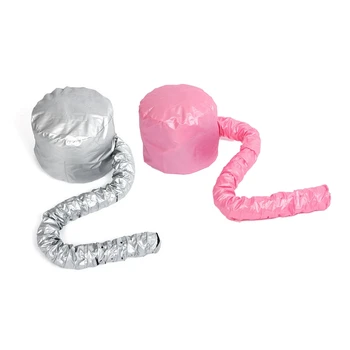

2 Pcs Hair Perm Hair Dryer Nursing Dye Hair Modelling Warm Air Drying Treatment Cap, Silver & Pink