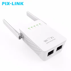 PIXLINK – répéteur WiFi longue portée 300Mbps, 2.4 GHz, amplificateur de Signal, 2 antennes, routeur d'extension sans fil 