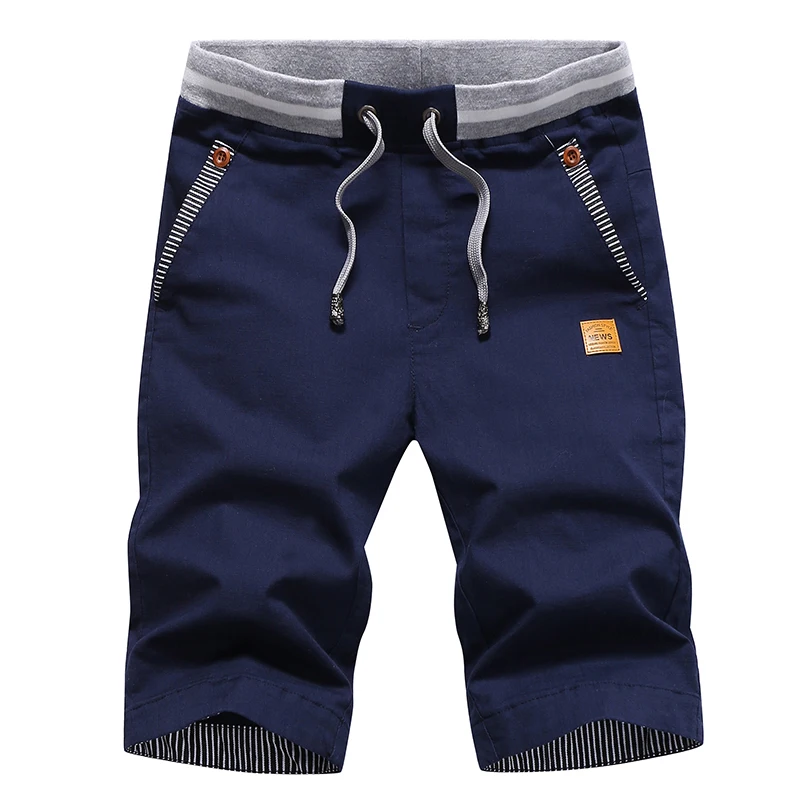 2024 Summer Casual Shorts Men Cotton Cargo Shorts Elastic Waist Drawstring Beach Board Shorts M-4XL Plus size Drop Shipping 6