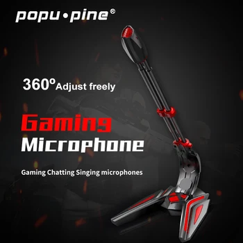 

PopuPine Gaming Microphone USB 3.5mm for Computer microphone desktop PC microphone Volume Adjust Switch Recording Chatting Mic