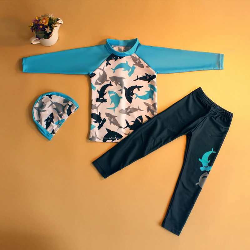 Boys Swimsuits Split up Medium Sized Long Sleeve Pants Sunscreen Student Korean Children's