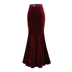 Saia feminina outono moda andar de comprimento vintage trompete maxi fishtail saias cor sólida longo bodycon fino ajuste sereia saias